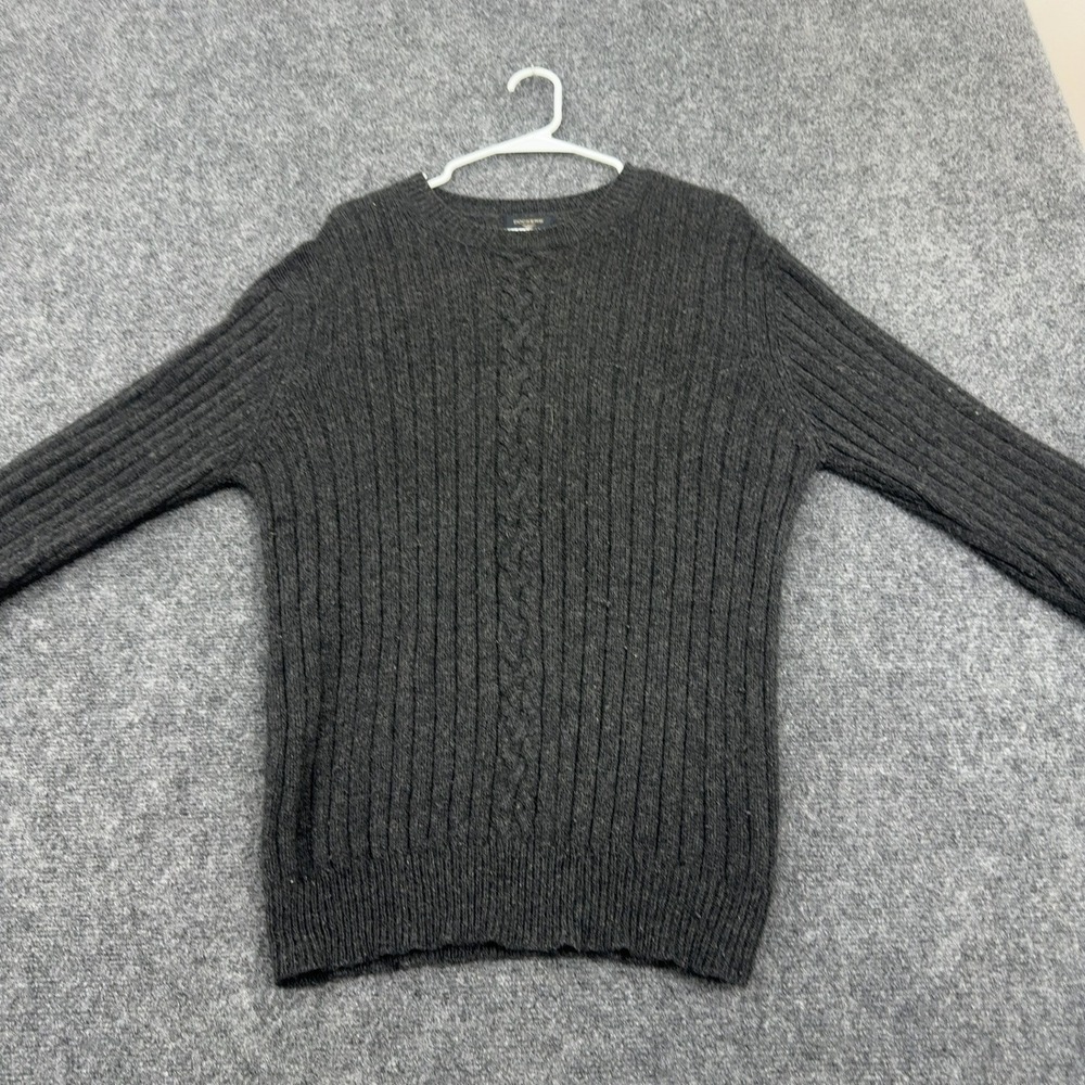 Dockers Sweater Mens L Charcoal Lambs Wool Ribbed Cable‎ Knit Crewneck Classic